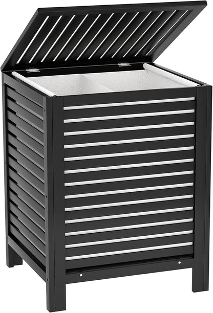 Homykic 120L Bamboo Laundry Hamper with Lid and Removable Liner Bag, Black