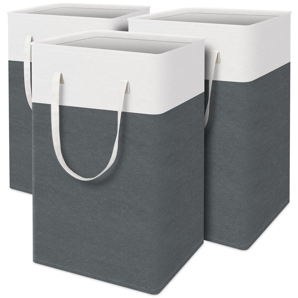 TasticTotes Laundry Basket 3-Pack, Laundry Hamper, 75L-Black