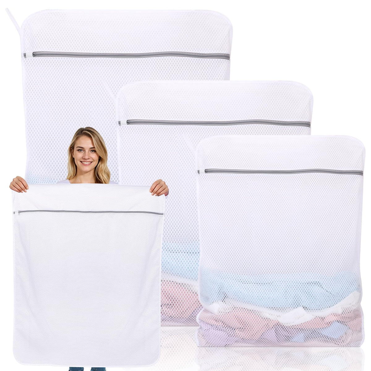 Dntorx 2 Pack XX-Large Mesh Laundry Bags for Delicates, 24 x 32 Inches