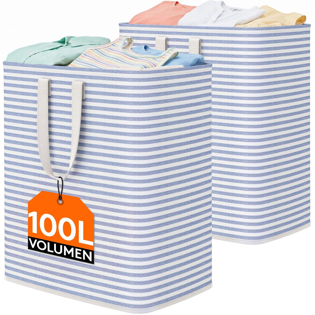 Lifewit 80L Large Laundry Baskets, Laundry Hampers Bags, 2 Pack, Grey&Pink