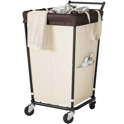 160L Laundry Hamper with Wheels and Handle, 2-Section Rolling Hamper for Laundry, Large Laundry Basket with Wheels, Rolling Laundry Basket Clothes Hamper for Home, Bathroom and Dorm(Black)