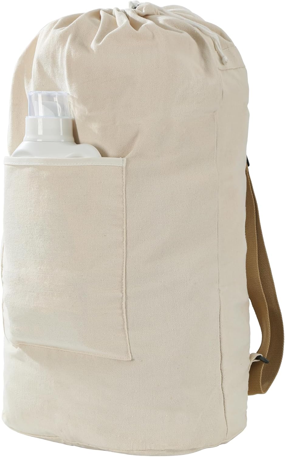 Canvas Laundry Bag, Laundry Backpack, Beige, X-Large