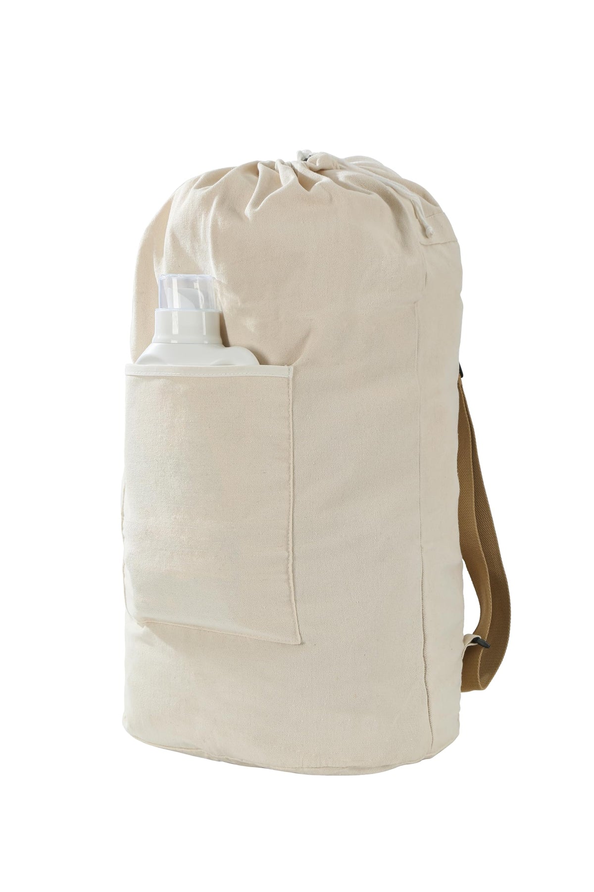 Canvas Laundry Bag, Laundry Backpack, Beige, X-Large