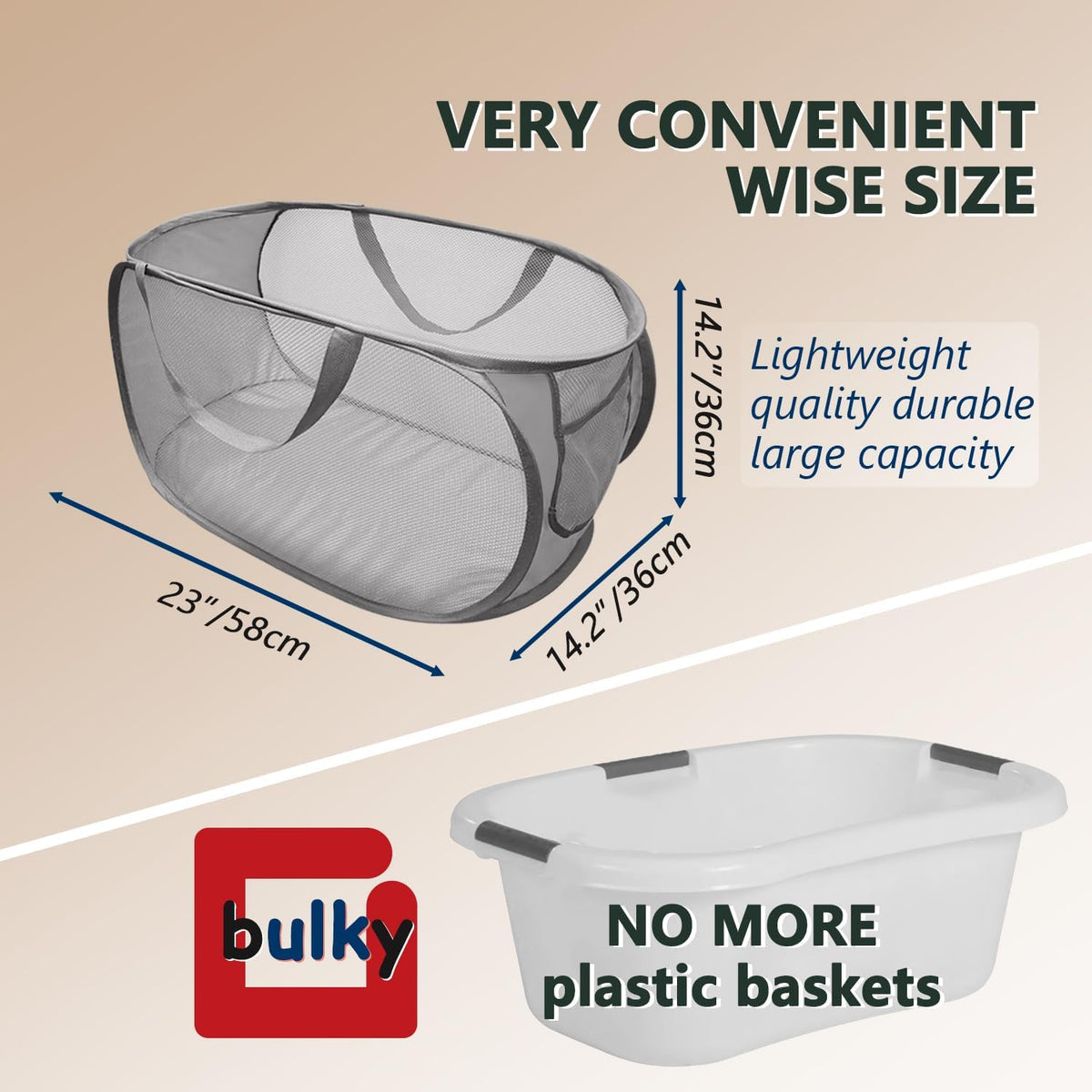 Collapsible Laundry Hamper Basket,Pop Up Mesh Foldable Bag for Laundry Room