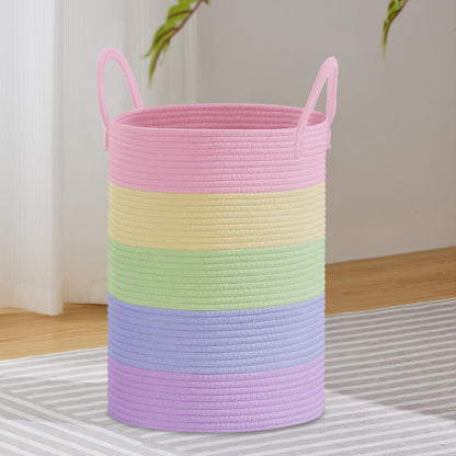 VIPOSCO 58L Tall Woven Laundry Basket Hamper, White Brown