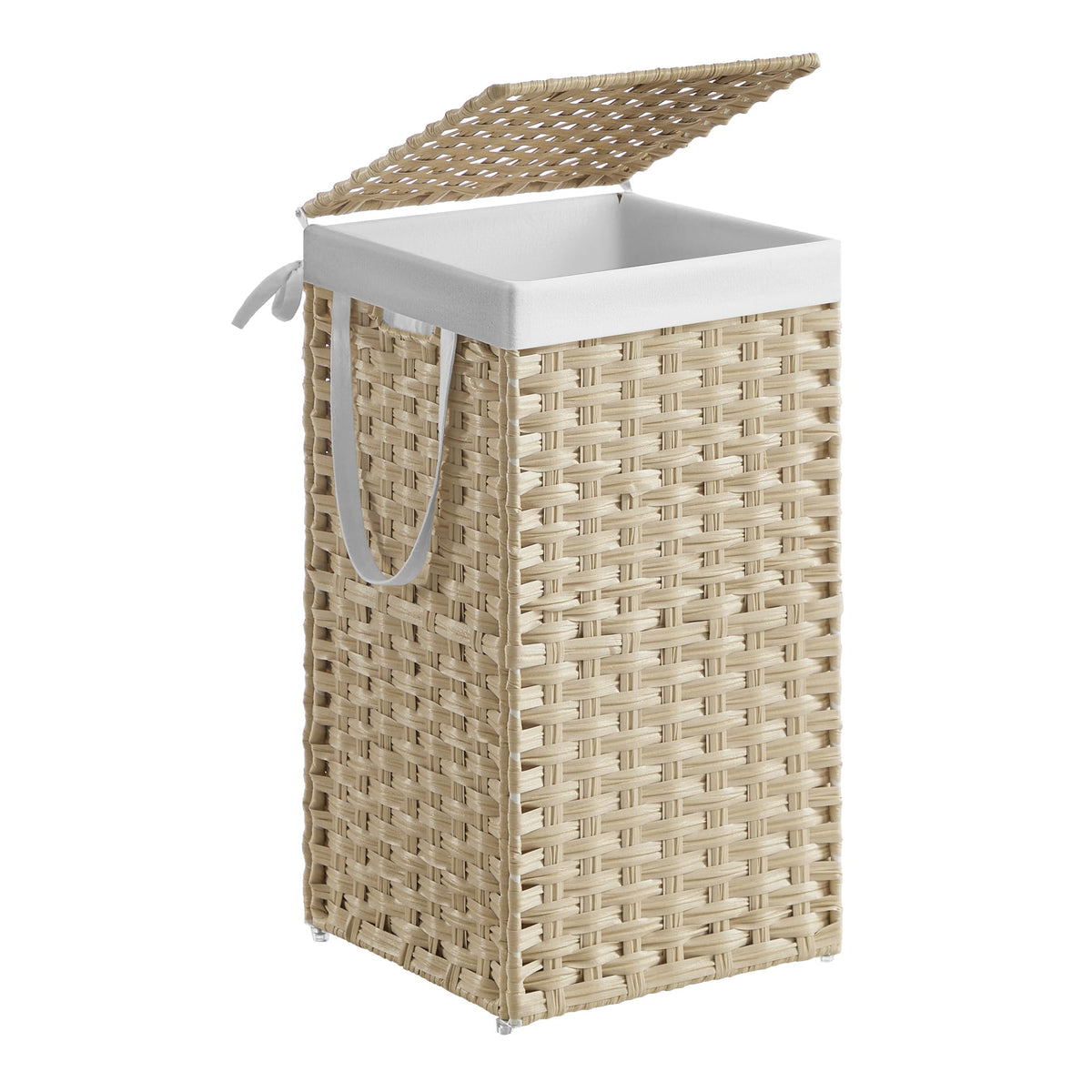 SONGMICS Laundry Hamper with Lid, 23.8 Gal (90 L) Synthetic Rattan,Foldable
