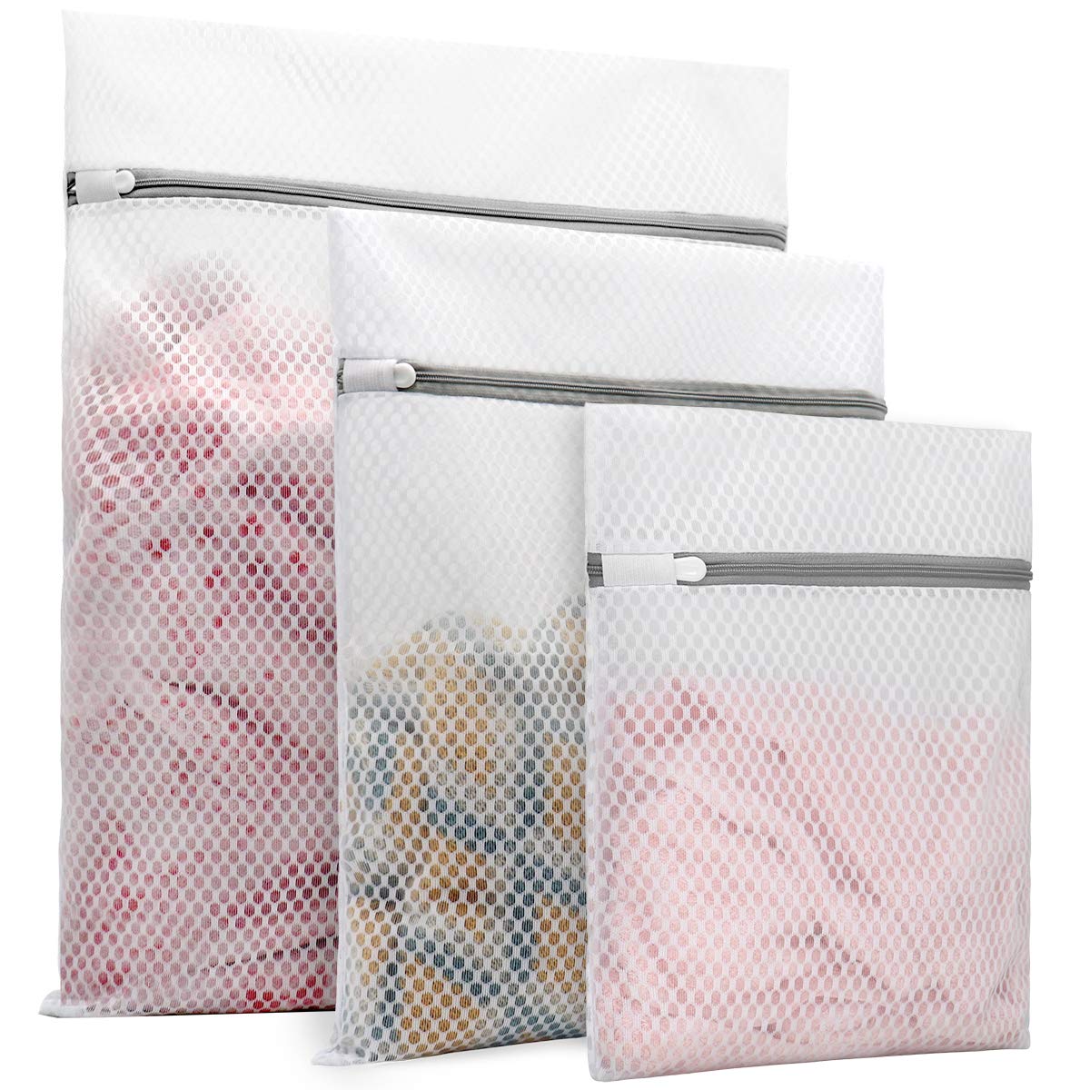 Muchfun 3Pcs Durable Honeycomb Mesh Laundry Bags for Delicates 16x20 Inches