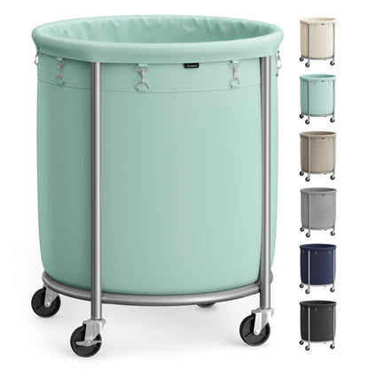SONGMICS Laundry Basket with Wheels,190L, Steel Frame, Removable Bag