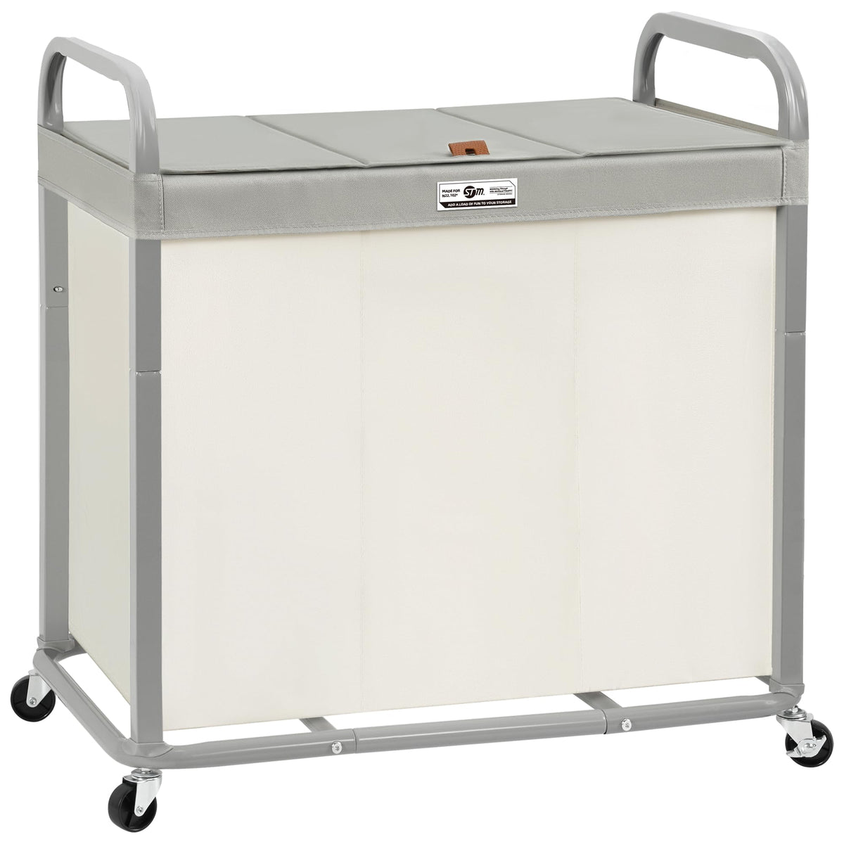 STORAGE MANIAC Laundry Hamper 3 Section with Lid Rolling Laundry Basket