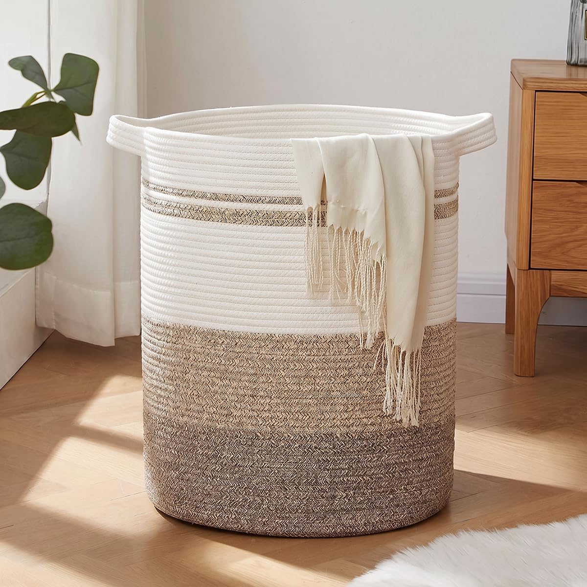 OIAHOMY 60L Laundry Basket Laundry Hamper Nursery Hamper Gradient Yellow