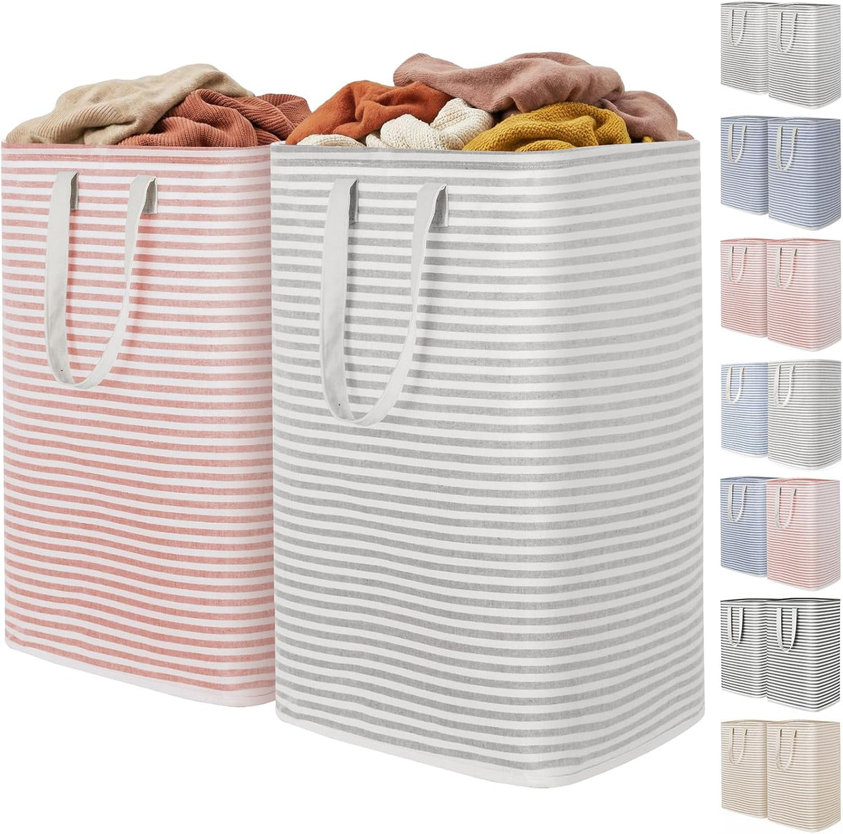 Lifewit 80L Large Laundry Baskets, Laundry Hampers Bags, 2 Pack, Grey&Pink