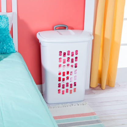 Sterilite Ultra Wheeled Hamper, Laundry Basket w/ Flip-Top Lid, 3-Pack, White