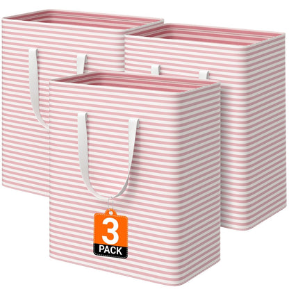 3-Pack Laundry Basket, Collapsible Laundry Hampers, 75L, Gray