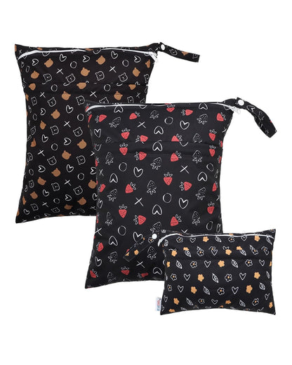 ALVA 2pcs Cloth Diaper Wet Dry Bags Waterproof Reusable with Two Zippered Pockets Travel Beach Pool Daycare Soiled Baby Items Yoga Gym Bag for Swimsuits or Wet Clothes