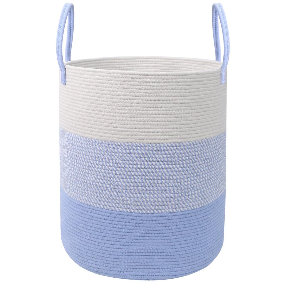 Large Laundry Hamper, Woven Rope Basket with Sturdy Handles- Grey