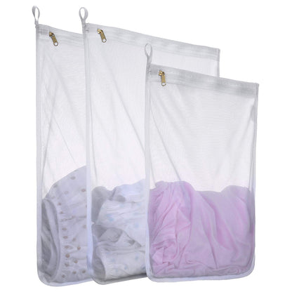 Fine Mesh Laundry Bags for Delicates, 3 Pack (2L+1M) Reusable Wash Bags with Sturdy Zippers, Durable Net Washing Bags for Lingerie, Bra, Sock, Underwear, Baby Clothes, Travel Organizer