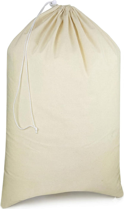 Urban Villa Laundry Bags 2-Pack 28”x36" Extra-Large Cotton Canvas Heavy Duty Washable Durable Travel Laundry Sacks with Drawstring Closure Reusable Hamper Liners for Dirty Clothes Delicates & Lingerie