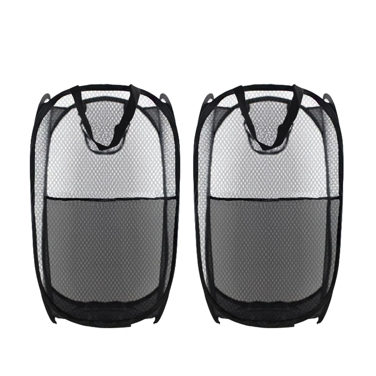 Collapsible Pop Up Laundry Hamper, Extra Large Mesh Foldable Laundry Basket Bag, 28" x 16" x 16", 2 Pack (Black + Blue)