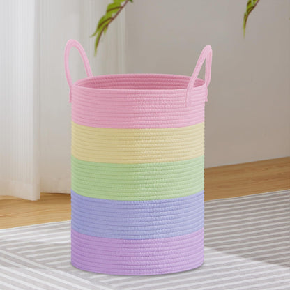 VIPOSCO 58L Tall Woven Laundry Basket Hamper, White Brown