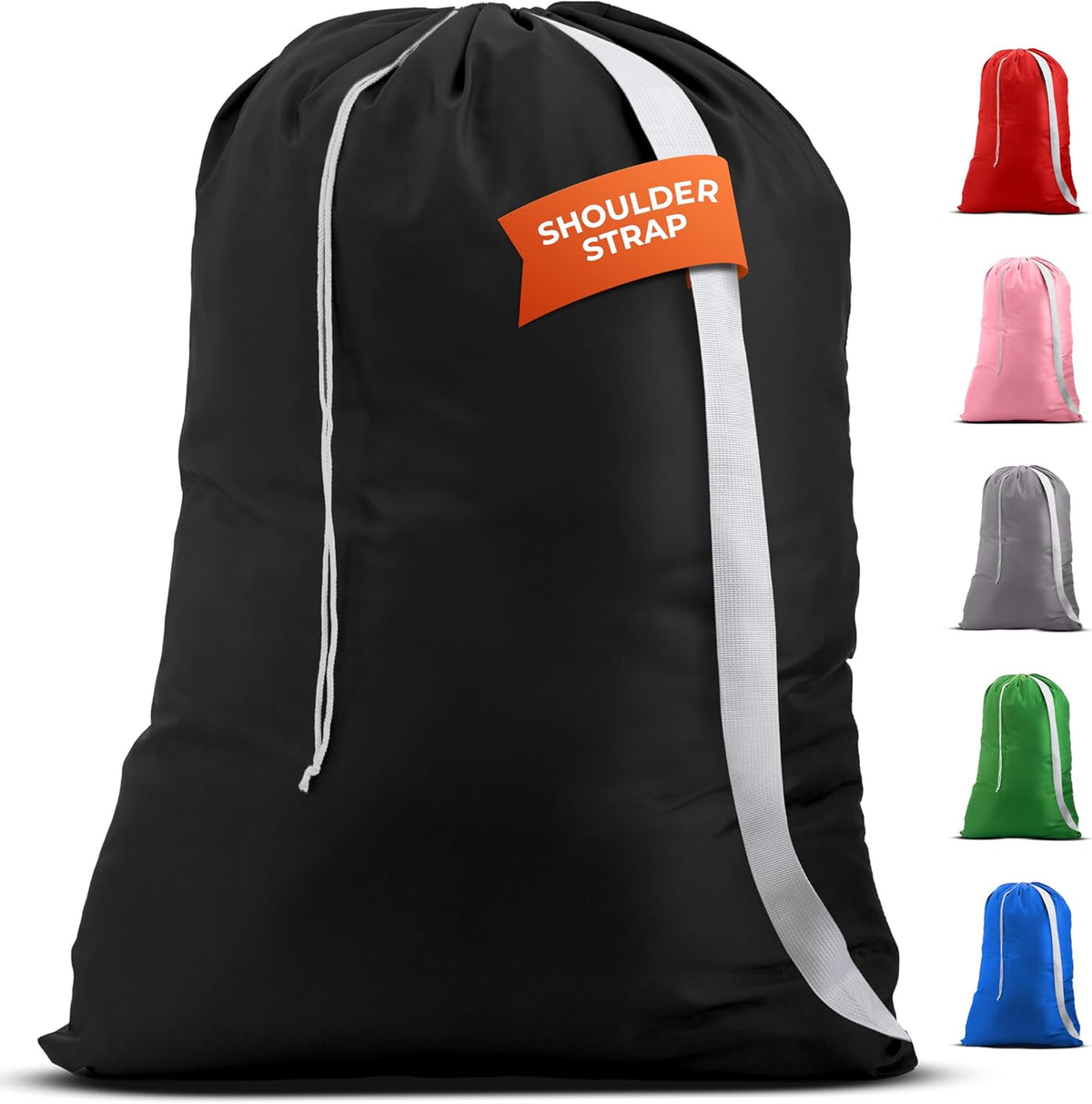 Handy Laundry Bag with Shoulder Strap 30"x40", Extra Large, Black