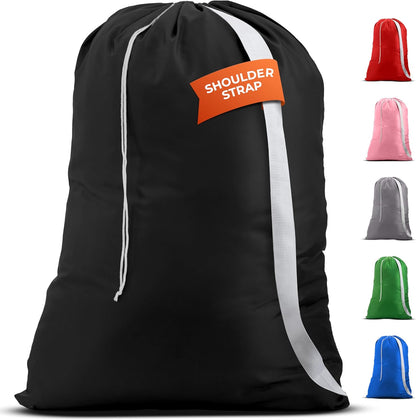 Handy Laundry Bag with Shoulder Strap 30"x40", Extra Large, Black