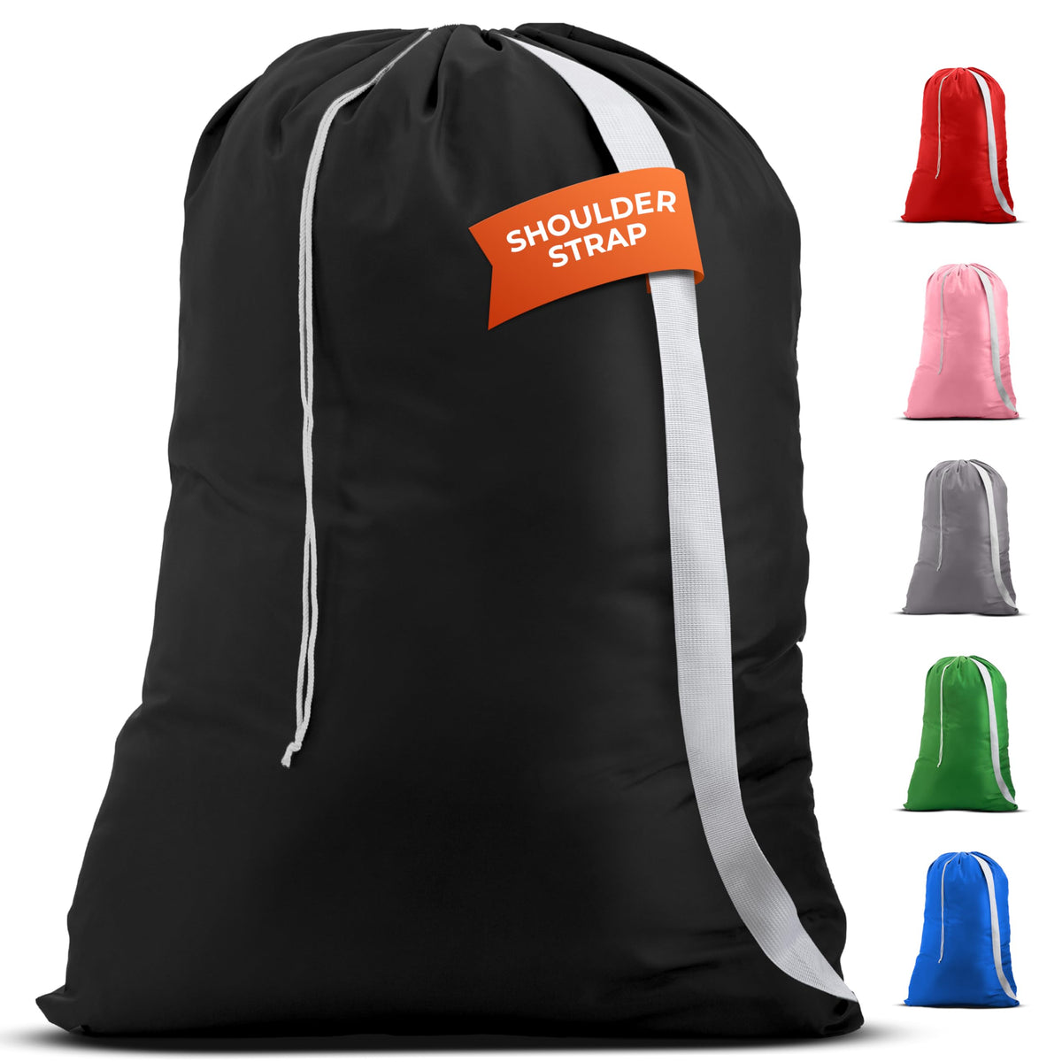 Handy Laundry Bag with Shoulder Strap 30"x40", Extra Large, Black