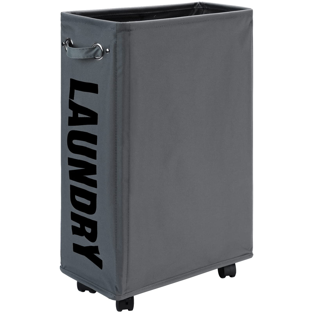 DOKEHOM 70L Enlarged Slim Rolling Laundry Basket Hamper on Wheels, Grey