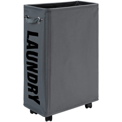 DOKEHOM 70L Enlarged Slim Rolling Laundry Basket Hamper on Wheels, Grey