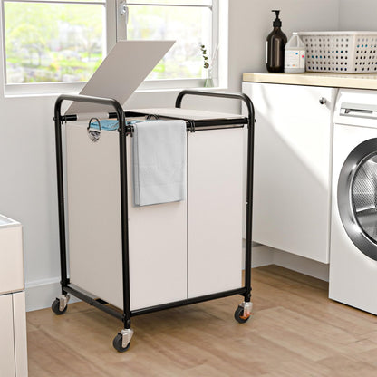 180L Laundry Sorter 3 Section, Rolling Laundry Basket with Wheels and Lid