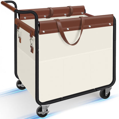 Kayfia 180L Rolling Laundry Hamper, Laundry Basket with Wheels, Beige