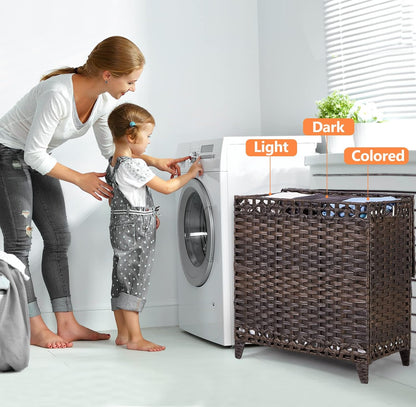 Laundry Hamper with 3 Removable Liner Bags, 132L Laundry Sorter with Lid