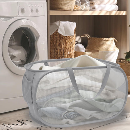 Collapsible Laundry Hamper Basket,Pop Up Mesh Foldable Bag for Laundry Room