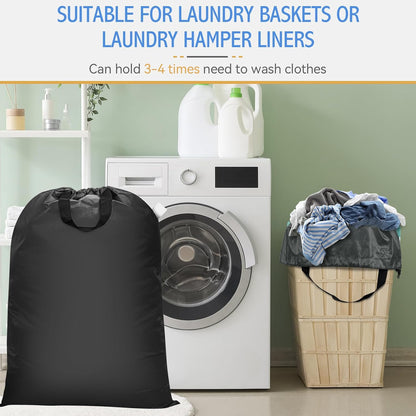Isink Extra Large Laundry Bag With Handles, Heavy Duty, Travel Laundry Bag for Dirty Clothes, 28" x 40" (Black)