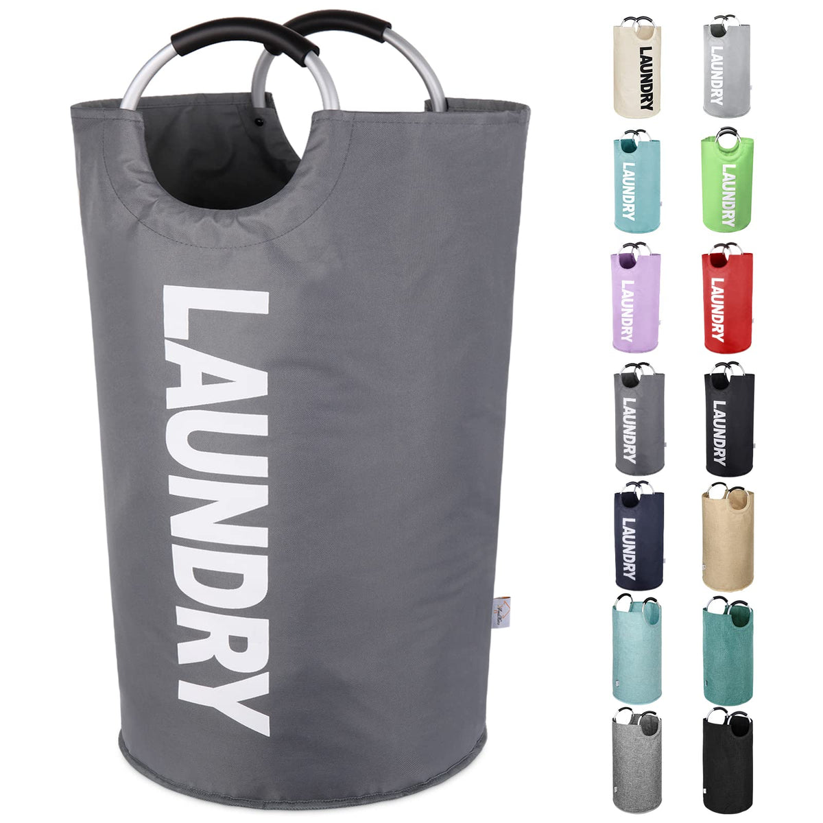 Large Laundry Basket, Laundry Hamper Bag with Handles, 95L, Black