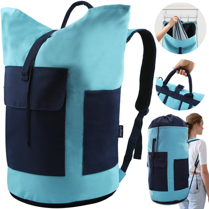Laundry Bag Backpack 125L Extra Large, Heavy Duty 900D Coated Oxford Fabric, 3 Pockets Durable Travel Laundry Bags with Soft Padded Shoulder Straps for College Dorm, Apartment, Laundromat (Black)