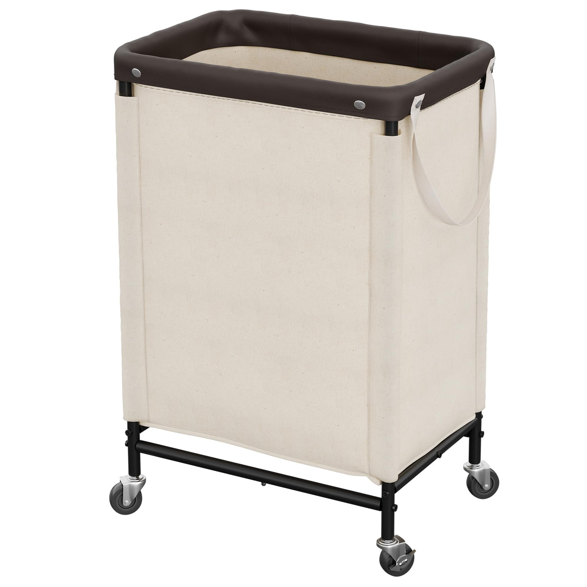 StorageWorks 2 Section Laundry Hamper, 100L Beige Sorter Cart with Wheels