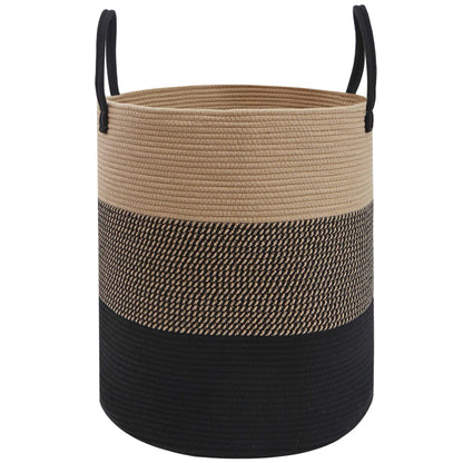 Large Laundry Hamper, Woven Rope Basket with Sturdy Handles- Grey
