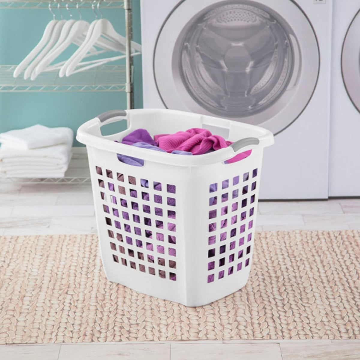 Sterilite Ultra™ Easy Carry Plastic Open Laundry Hamper, White, 4 Pack