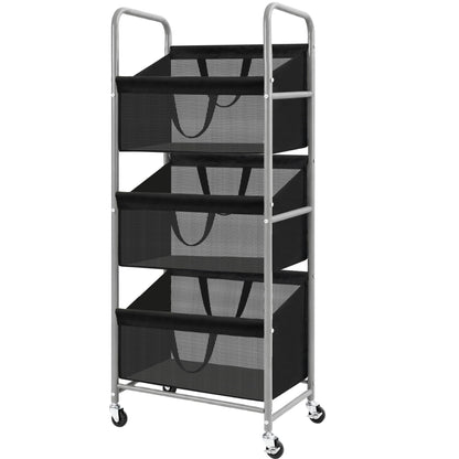 STO STO 3-Tier Vertical Rolling Laundry Hamper, Removable Bags, Black Mesh