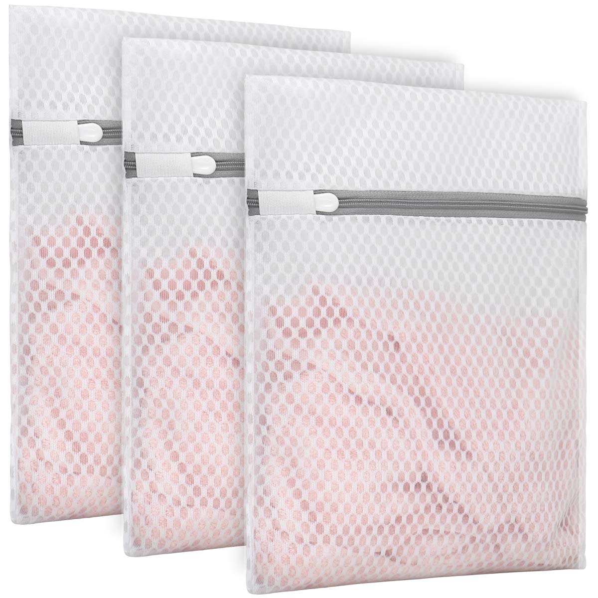 Muchfun 3Pcs Durable Honeycomb Mesh Laundry Bags for Delicates 16x20 Inches