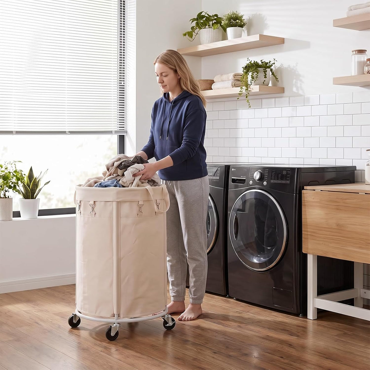 150L Large Capacity Rolling Laundry Basket Hamper with Wheels, Clothes hamper and Removable Bag for Home, Laundry Room, Bedroom, Bathroom, Apartment, Dorm
