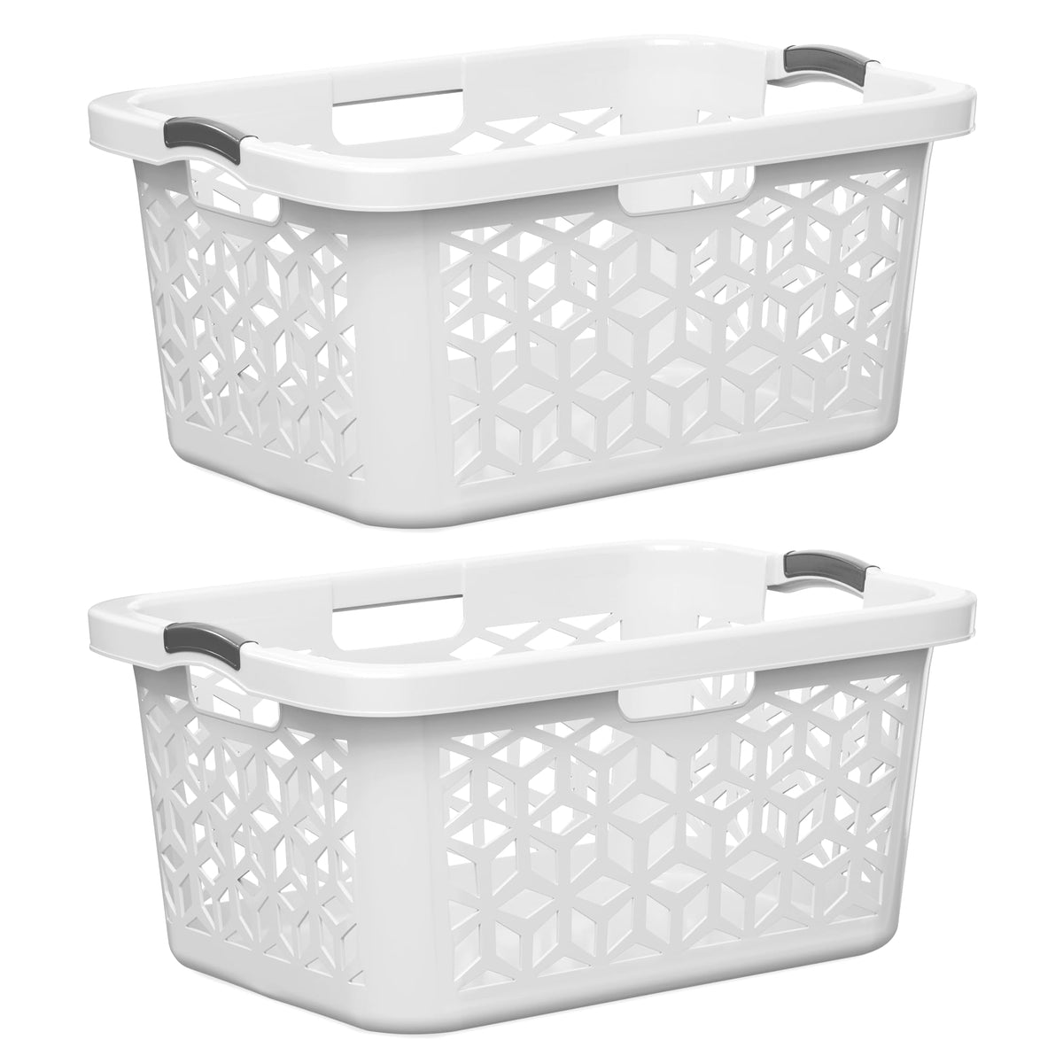 EconoHome Laundry Basket - Large 2 Bushel Laundry Basket with Handles - Stackable Plastic Hamper for Dirty Clothes - Storage Bin & Organizer for Bathroom, Bedroom - White, 70.5L Capacity – Heavy Duty