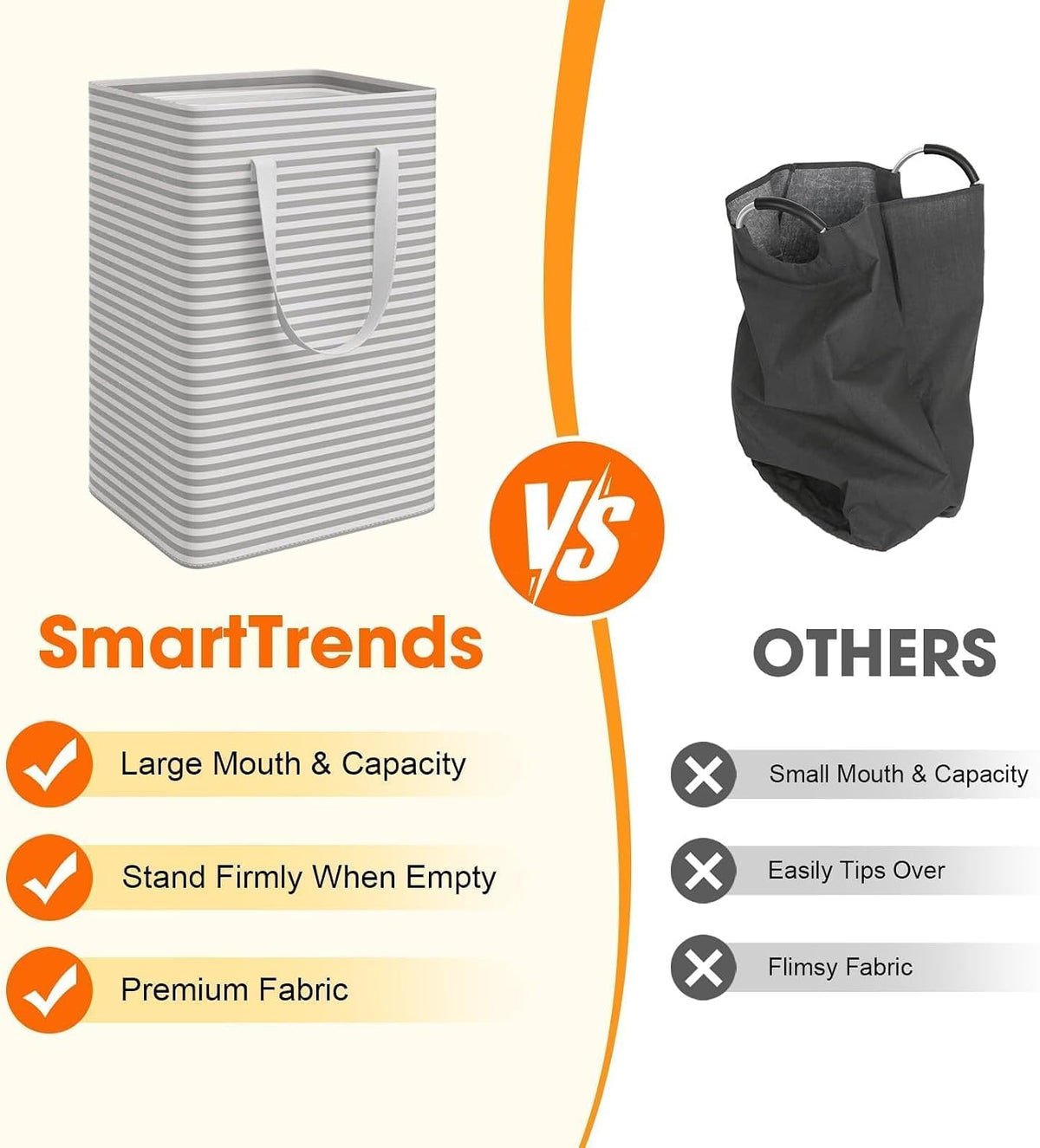 3-Pack Laundry Basket, Collapsible Laundry Hampers, 75L, Gray