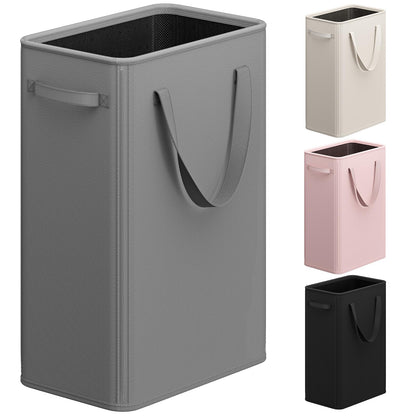 Optish 50L Slim Laundry Hamper, Small Laundry Basket With Handles, Black Narrow Laundry Basket for Dorm, Bedroom, Living Room, Collapsible Laundry Hamper
