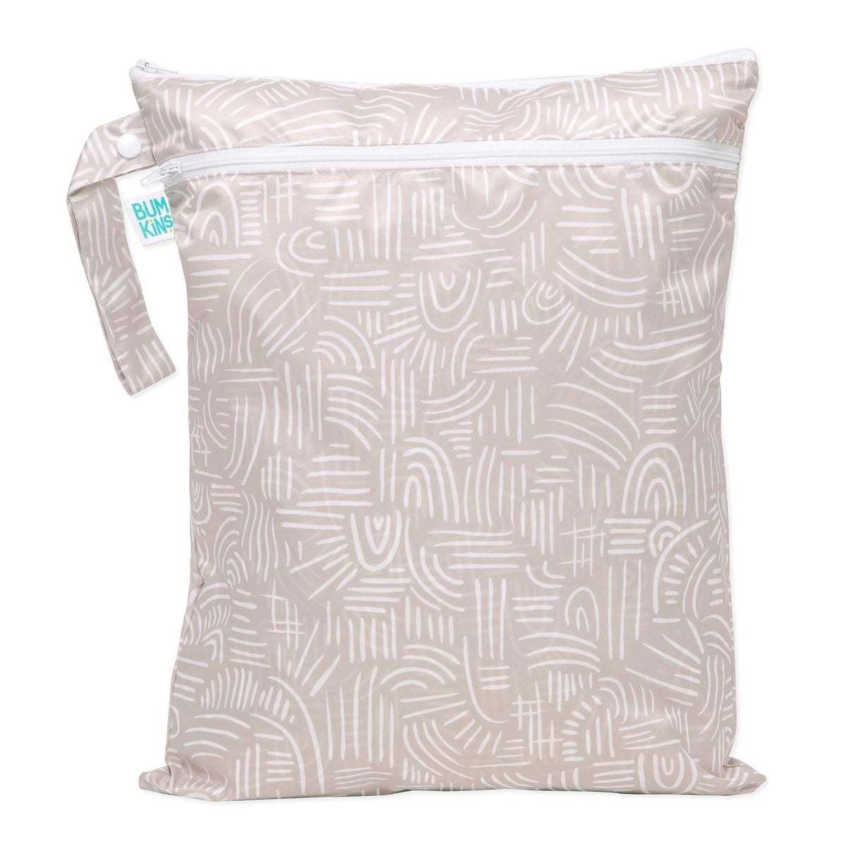 Bumkins Waterproof Hanging Wet Bag Large for Baby, Laundry, Dirty Clothes, Travel, Swim Suit, Cloth Diapers, Pool, Towels, Daycare, Beach, Zip Reusable Bag, Wetdry Vacation Packing, XL Boho Beige