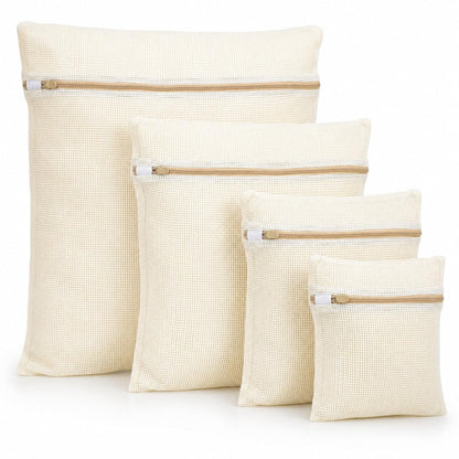 4pcs Mesh Laundry Bags Zipper Heavy Duty Washing Machine Bags Clothing Sweater Undergarment Travel Storage Organizer