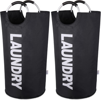 Large Laundry Basket, Laundry Hamper Bag with Handles, 95L, Black
