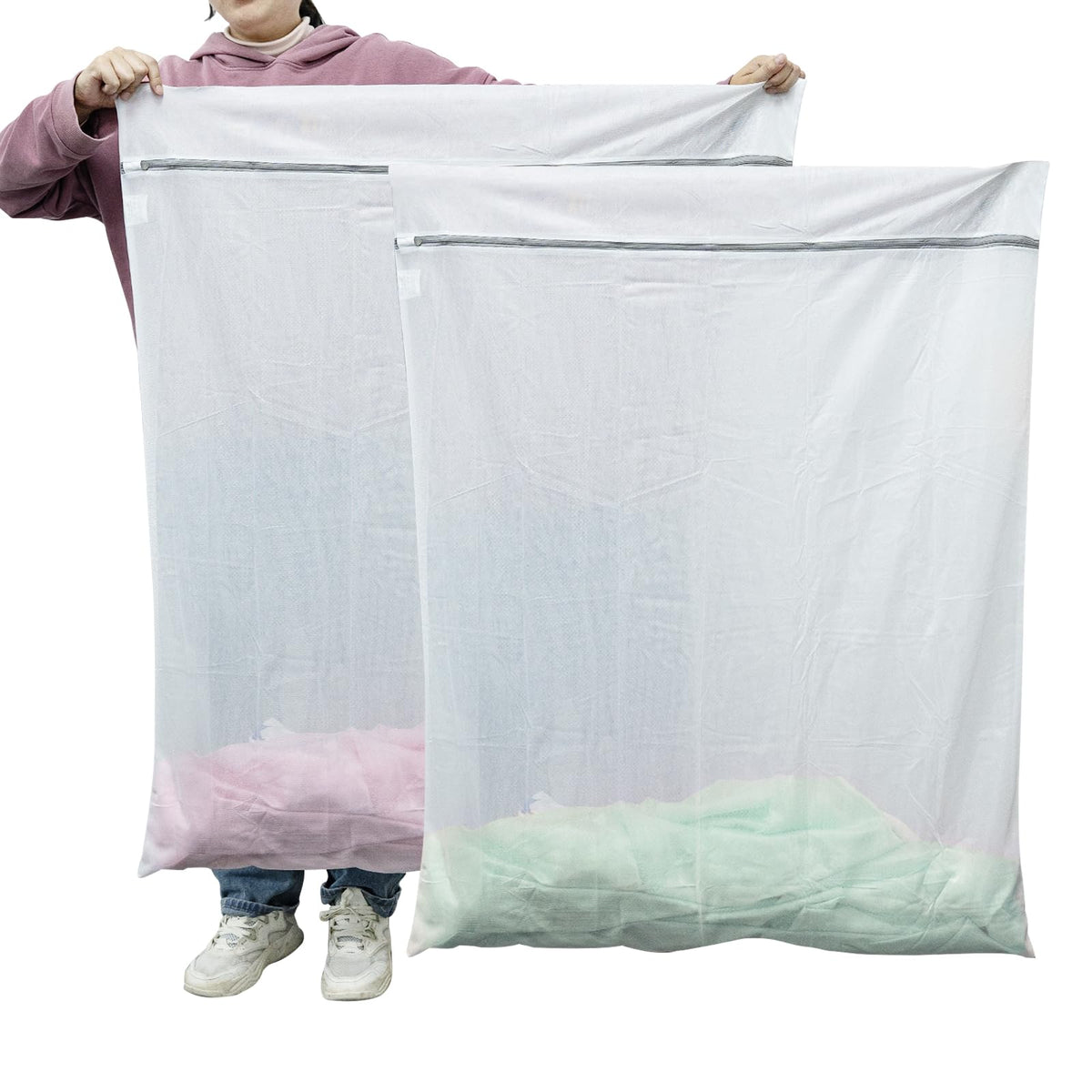 GOGOODA 2 Pack Extra Large Mesh Laundry Bag 43 x 35 in – XXXXL Washing Bag