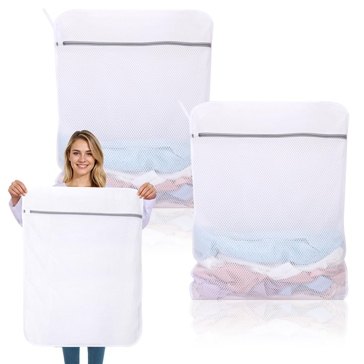 Dntorx 2 Pack XX-Large Mesh Laundry Bags for Delicates, 24 x 32 Inches