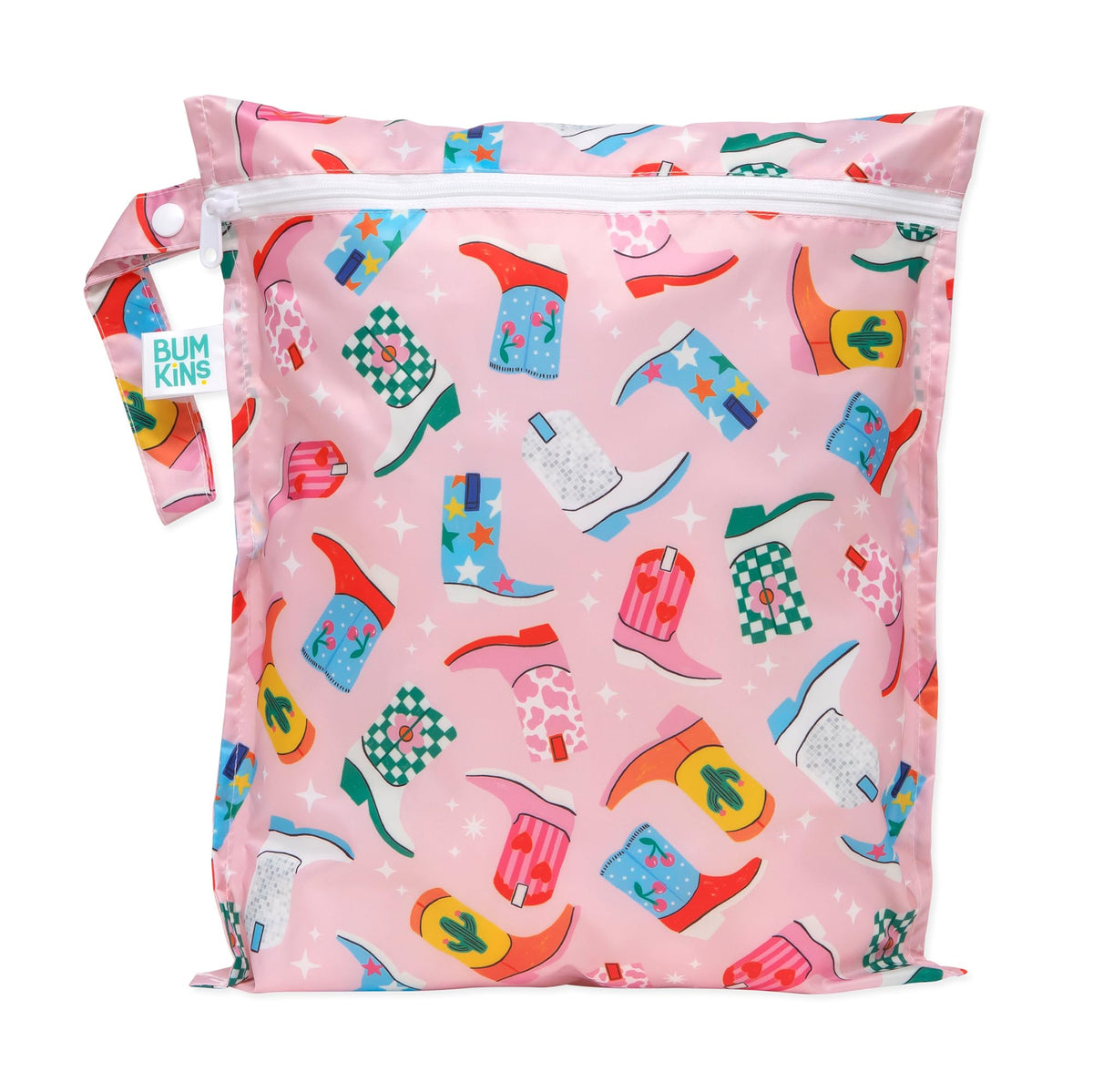 Bumkins Waterproof Hanging Wet Bag Large for Baby, Laundry, Dirty Clothes, Travel, Swim Suit, Cloth Diapers, Pool, Towels, Daycare, Beach, Zip Reusable Bag, Wetdry Vacation Packing, XL Boho Beige
